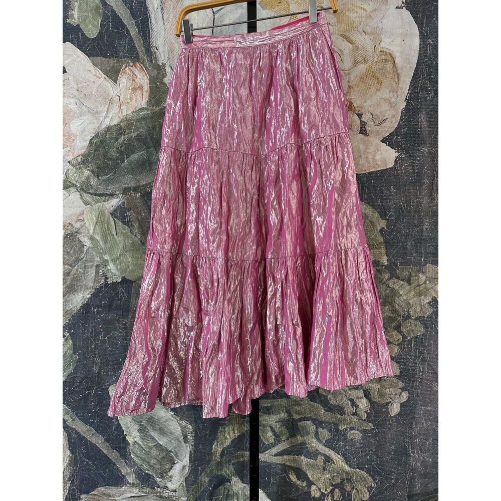 Anthropologie Maeve Alicia Crinkled Metallic Maxi Skirt Size 2 - Picture 5 of 7